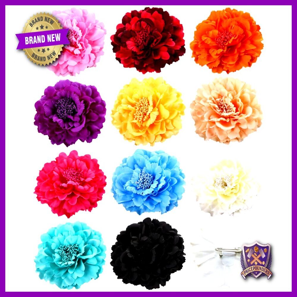 12-Piece Satin Flower Hair Clip Brooch Set for Bridal Headpieces